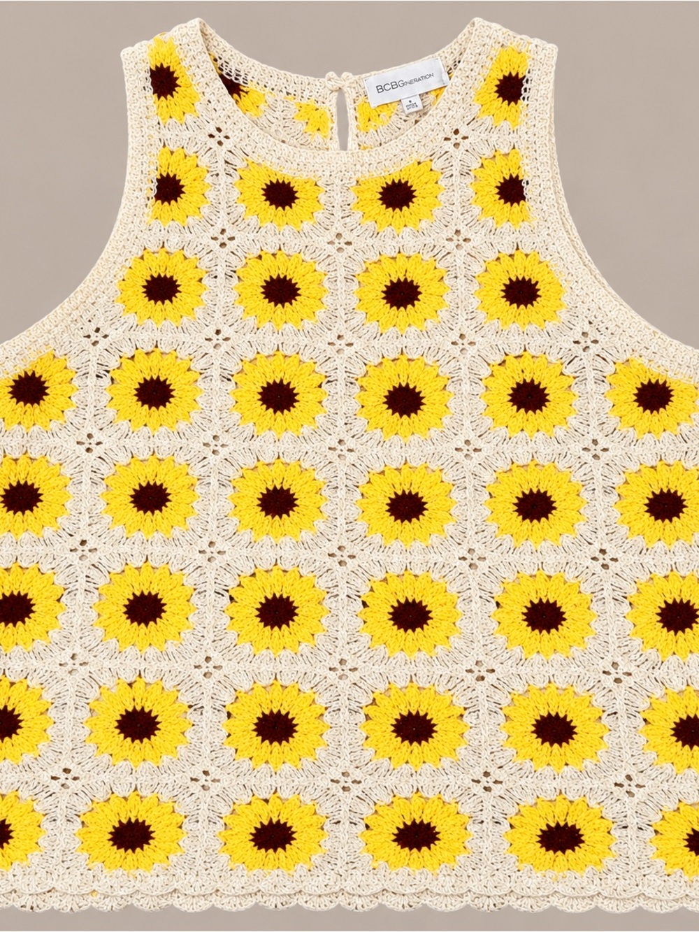 Rebellion Yellow Sunflower Crochet Tank Top